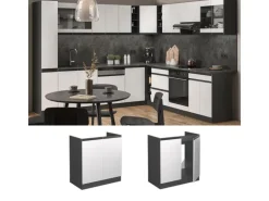 Vicco Spülenunterschrank R-Line Weiß/Anthrazit 80 cm J-Shape ohne Arbeitsplatte