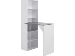 vidaXL Bartisch mit Schrank Weiß 115x59x200 cm mit Grau-Tischplatte