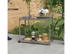 vidaXL Barwagen Grau 100x45x83 cm Poly Rattan
