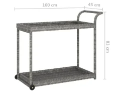 vidaXL Barwagen Grau 100x45x83 cm Poly Rattan