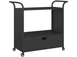 vidaXL Barwagen mit Schublade Schwarz 100x45x97 cm Poly Rattan