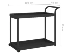 vidaXL Barwagen Schwarz 100x45x83 cm Poly Rattan