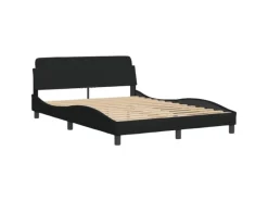 vidaXL Bett mit Matratze Schwarz 140x200 cm Stoff Modell 12007275