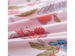 vidaXL Bettwäsche-Set Blumen/Streifen Rosa 200x220/80x80 cm 133441