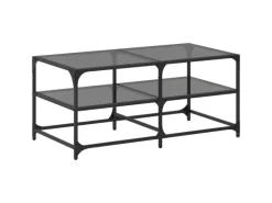vidaXL Couchtisch mit Glasplatte Schwarz 98,5x50x45 cm Stahl Modell 1