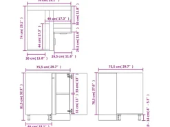 vidaXL Eckunterschrank Sonoma-Eiche 75,5x75,5x80,5 cm Holzwerkstoff