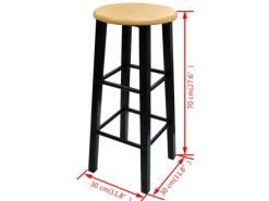 vidaXL Früchstücksbar Hellbraunes Holz Schwarzer Stahl