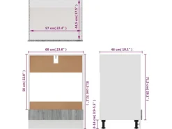 vidaXL Herdumbauschrank Grau Sonoma 60x46x81,5 cm Holzwerkstoff