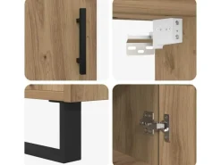 vidaXL Highboard Artisan-Eiche 34,5 x 34 x 180 cm Holzwerkstoff 3415838