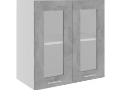 vidaXL Hängeglasschrank Betongrau 60x31x60 cm Holzwerkstoff