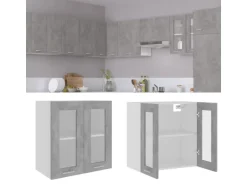 vidaXL Hängeglasschrank Betongrau 60x31x60 cm Holzwerkstoff