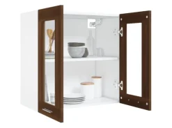 vidaXL Hängeschrank Glas Braun Eichen-Optik 60x31x60 cm Holzwerkstoff