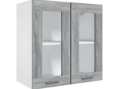 vidaXL Hängeschrank Glas Grau Sonoma 60x31x60 cm Holzwerkstoff