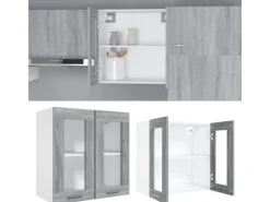 vidaXL Hängeschrank Glas Grau Sonoma 60x31x60 cm Holzwerkstoff