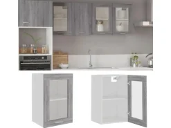 vidaXL Hängeschrank Glas Grau Sonoma 40x31x60 cm Holzwerkstoff