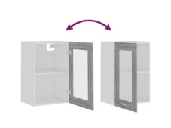 vidaXL Hängeschrank Glas Grau Sonoma 40x31x60 cm Holzwerkstoff