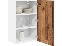 vidaXL Hängeschrank mit Tür Riga Altes Holz und Weiß 50 x 31 x 80 cm 884272