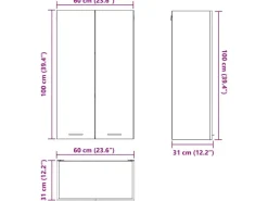 vidaXL Hängeschrank mit Tür Riga Weiß 60 x 31 x 100 cm Holzwerkstoff 884354