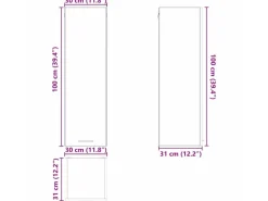vidaXL Hängeschrank Riga Altholz 30 x 31 x 100 cm Holzwerkstoff 884336