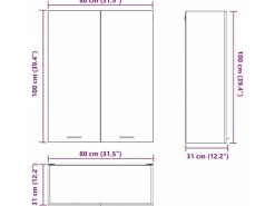 vidaXL Hängeschrank Riga Altholz 80 x 31 x 100 cm Holzwerkstoff 884368