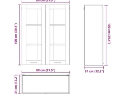 vidaXL Hängeschrank Riga Altholz 80 x 31 x 100 cm Holzwerkstoff 884400