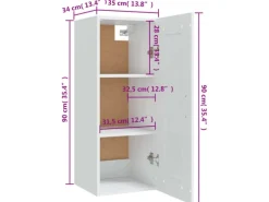 vidaXL Hängeschrank Weiß 35x34x90 cm Holzwerkstoff