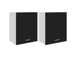 vidaXL Hängeschränke 2 Stk Schwarz 50x31x60 cm Holzwerkstoff