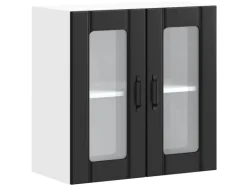 vidaXL Küchen-Hängeschrank mit Glastür Lucca Schwarz Holzwerkstoff 853908