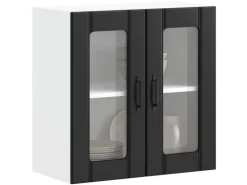 vidaXL Küchen-Hängeschrank mit Glastür Lucca Schwarz Holzwerkstoff 853908