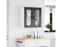 vidaXL Küchen-Hängeschrank mit Glastür Lucca Schwarz Holzwerkstoff 853908