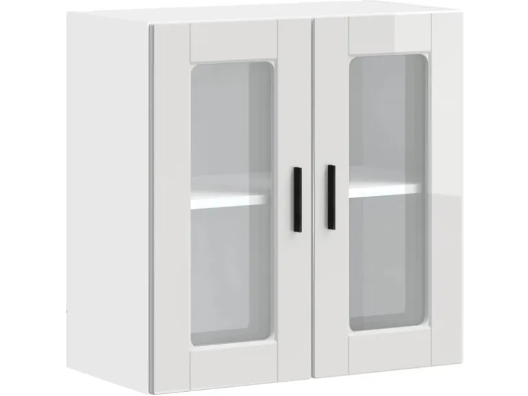 vidaXL Küchen-Hängeschrank mit Glastür Porto Hochglanz-Weiß 854149