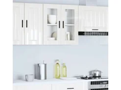 vidaXL Küchen-Hängeschrank mit Glastür Porto Hochglanz-Weiß 854149