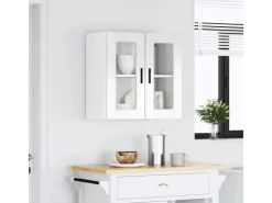 vidaXL Küchen-Hängeschrank mit Glastür Porto Hochglanz-Weiß 854149