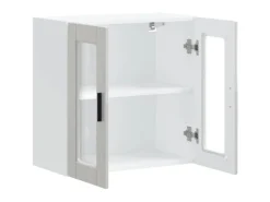 vidaXL Küchen-Hängeschrank mit Glastür Porto Hochglanz-Weiß 854149