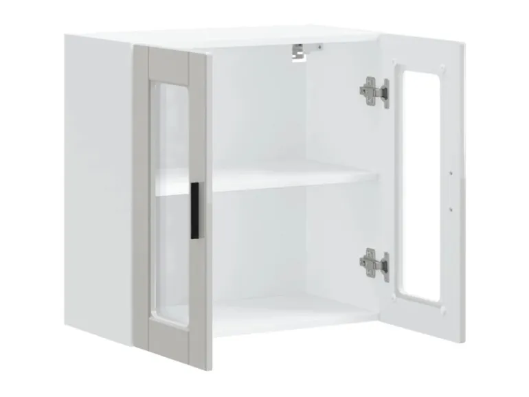 vidaXL Küchen-Hängeschrank mit Glastür Porto Hochglanz-Weiß 854149