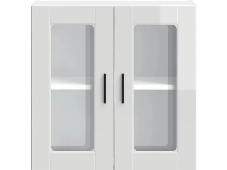 vidaXL Küchen-Hängeschrank mit Glastür Porto Hochglanz-Weiß 854149