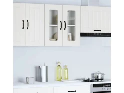 vidaXL Küchen-Hängeschrank mit Glastür Kalmar Weiß Holzwerkstoff 853667