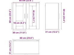 vidaXL Küchen-Hängeschrank mit Glastür Porto Artisan-Eiche 854156