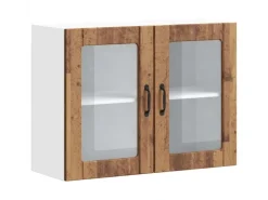 vidaXL Küchen-Hängeschrank mit Glastür Altholz-Optik Holzwerkstoff 853855