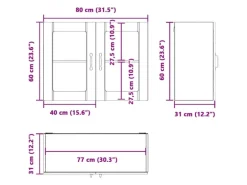 vidaXL Küchen-Hängeschrank mit Glastür Altholz-Optik Holzwerkstoff 853855