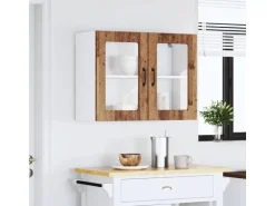 vidaXL Küchen-Hängeschrank mit Glastür Altholz-Optik Holzwerkstoff 853855