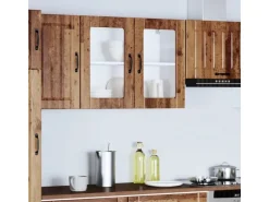 vidaXL Küchen-Hängeschrank mit Glastür Altholz-Optik Holzwerkstoff 853855
