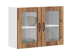 vidaXL Küchen-Hängeschrank mit Glastür Altholz-Optik Holzwerkstoff 853855