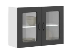 vidaXL Küchen-Hängeschrank mit Glastür Kalmar Schwarz Holzwerkstoff 853608