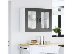 vidaXL Küchen-Hängeschrank mit Glastür Kalmar Schwarz Holzwerkstoff 853608