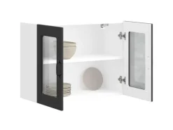 vidaXL Küchen-Hängeschrank mit Glastür Kalmar Schwarz Holzwerkstoff 853608