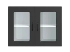 vidaXL Küchen-Hängeschrank mit Glastür Kalmar Schwarz Holzwerkstoff 853608