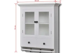 vidaXL Küchenhängeschrank mit Glastür Holz Weiß