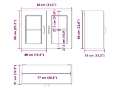 vidaXL Küchen-Hängeschrank mit Glastür Kalmar Betongrau Holzwerkstoff 853611