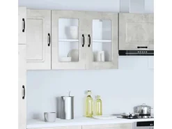 vidaXL Küchen-Hängeschrank mit Glastür Kalmar Betongrau Holzwerkstoff 853611